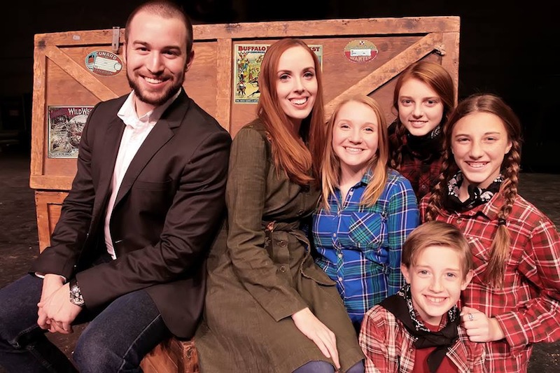 Nicolette as Nellie Oakley in the AEA production of Annie Get Your Gun. Pictured with real life and stage siblings Alexandra Doke (as Minnie, Back center), and Jack Doke (as Little Jake, Front Center)