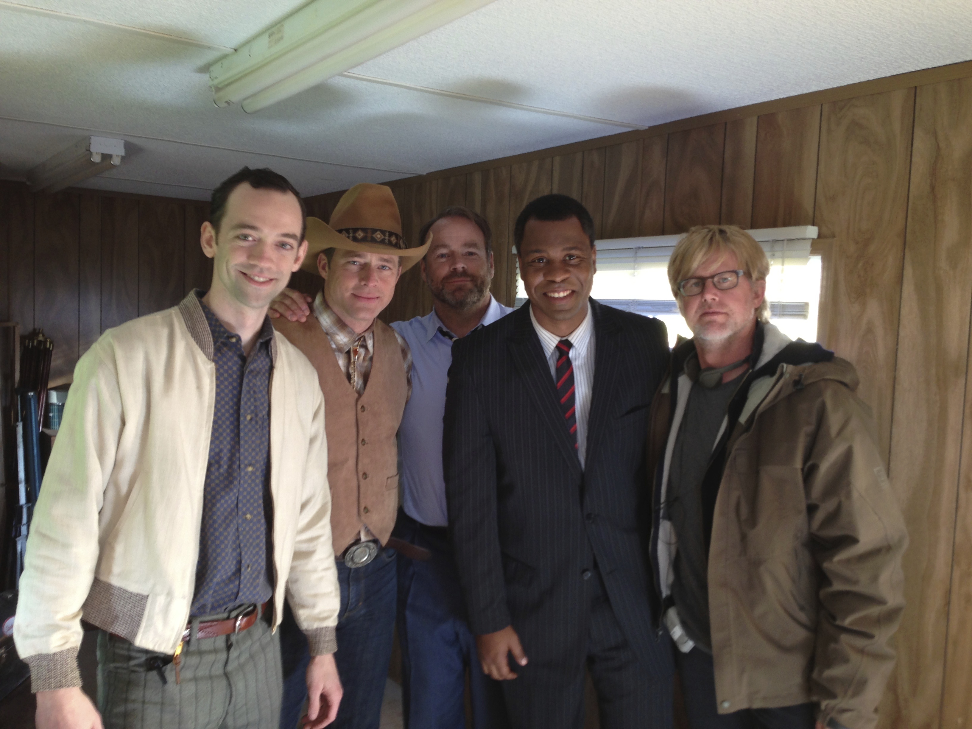 Myke Holmes, Drew Waters, Jason Saucier, Bechir Sylvain, and Michael Landon Jr. on the set of The Ultimate Life (2013)