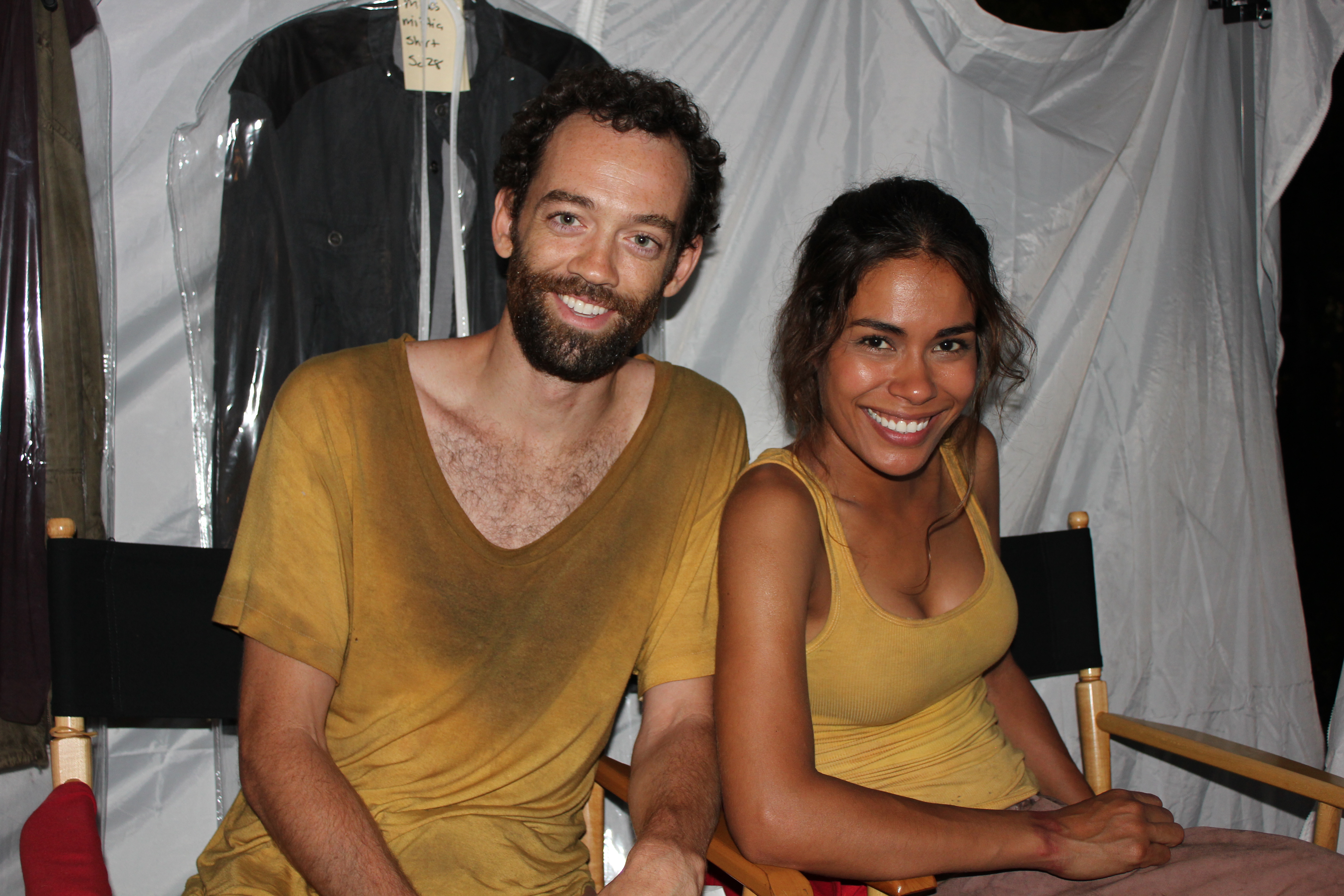 Myke Holmes and Daniella Alonso on the set of Revolution (2012)