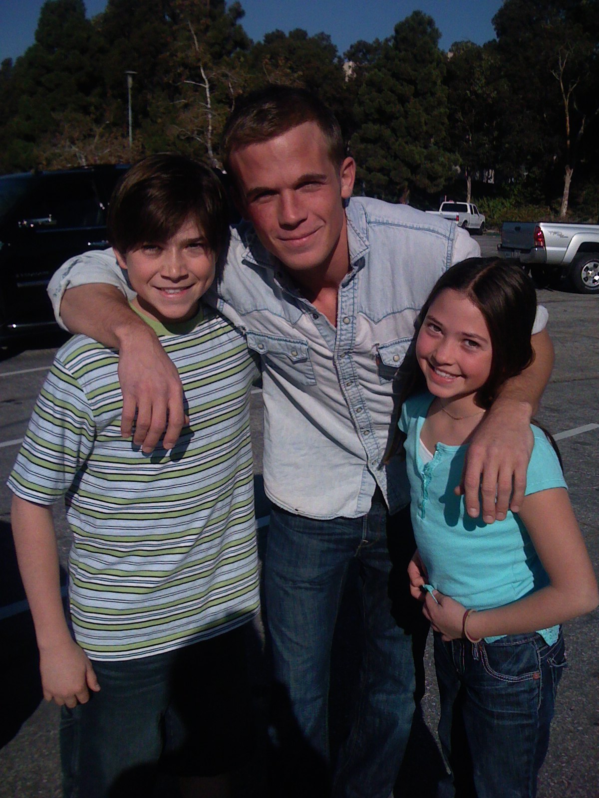 Chelsea Smith, Wyatt Smith, Cam Gigadet on set of 