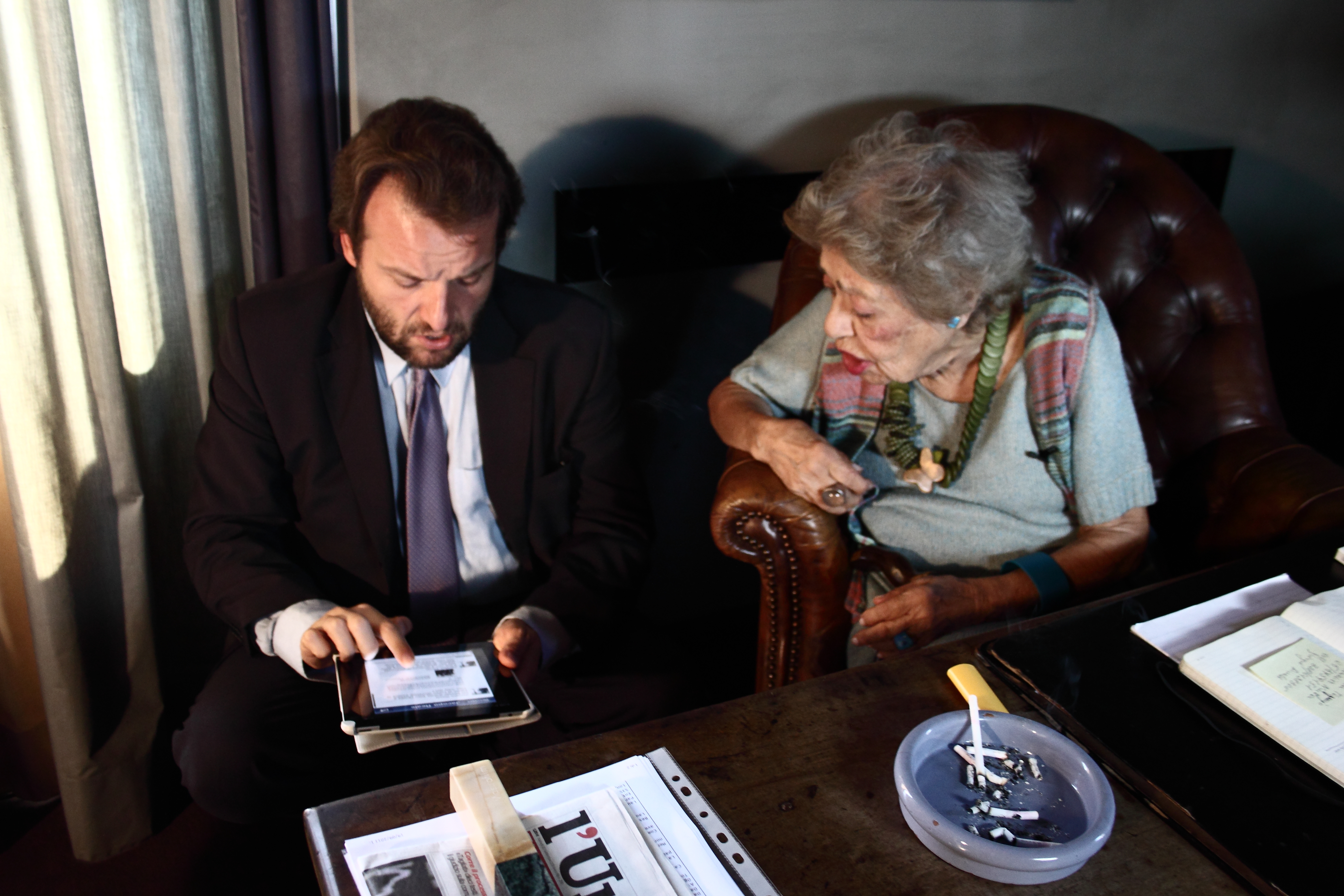 Director Marco Spagnoli and Giovanna Cau on set