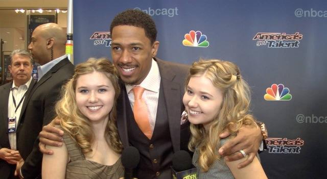 Hannah and Cailin Loesch, Nick Cannon at event of America's Got Talent