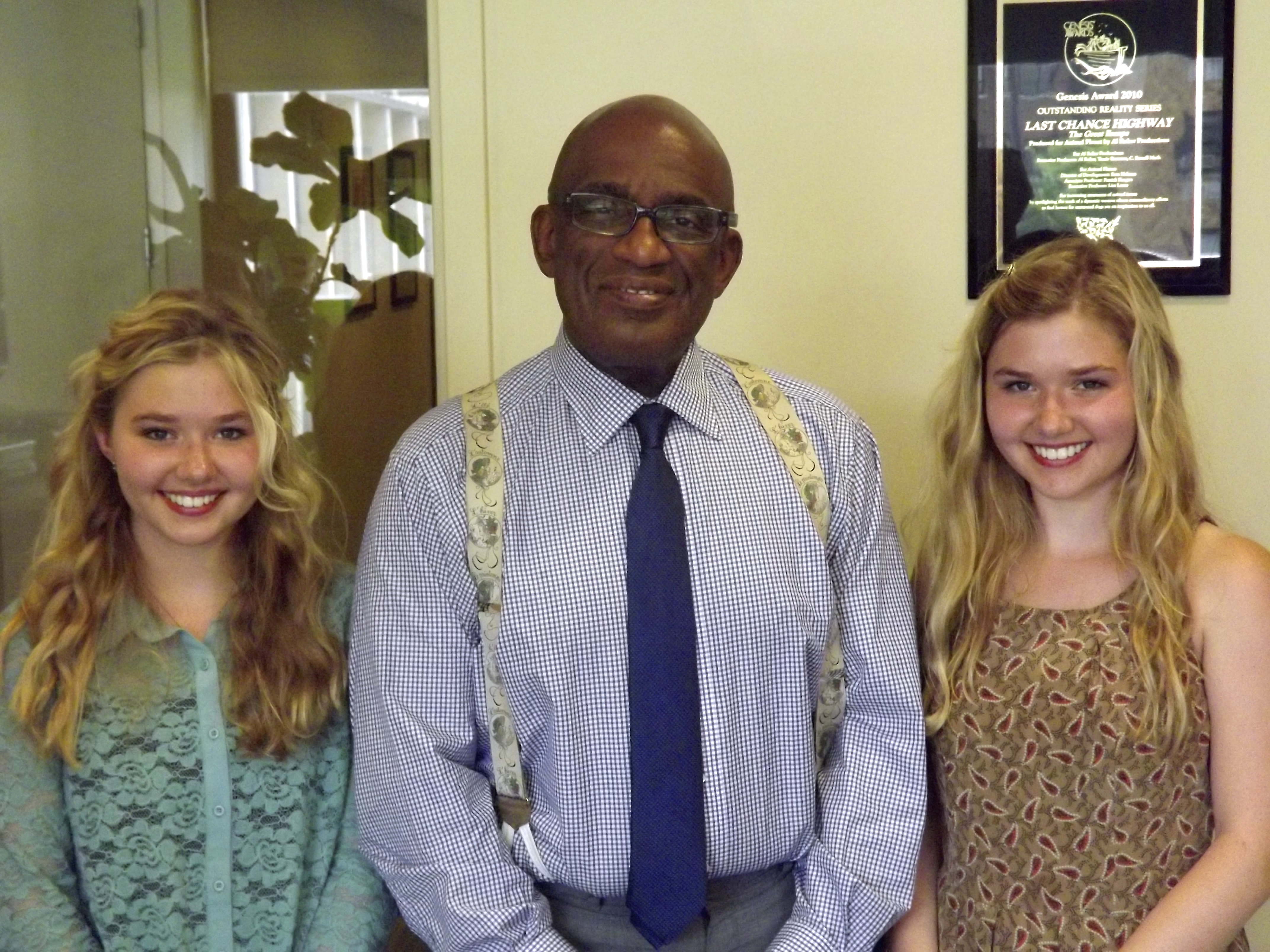 Hannah Loesch and her sister Cailin with Al Roker