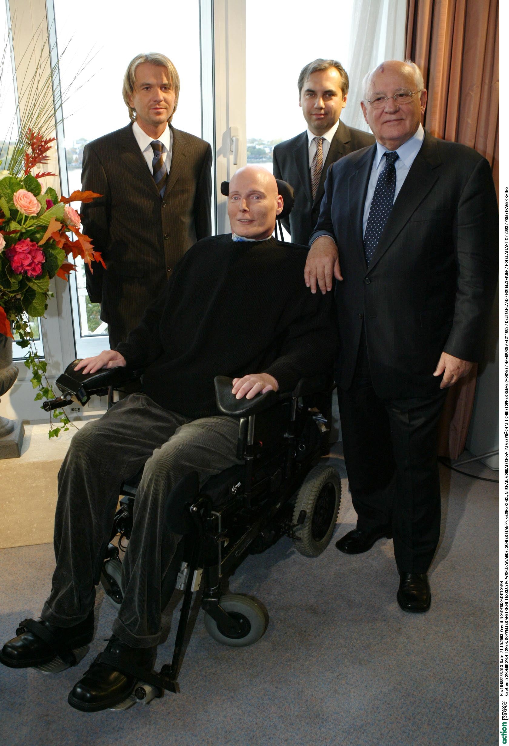 Christopher Reeve with Guenter Stampf, Georg Kindel and Mikhail Gorbachev