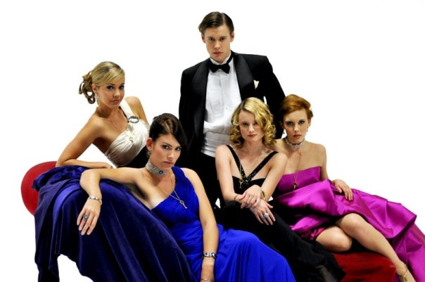 The PRIVATE cast. Left to right: Samantha Cope, Sanna Haynes, Chord Overstreet, Natalie Floyd, and Kelsey Sanders.