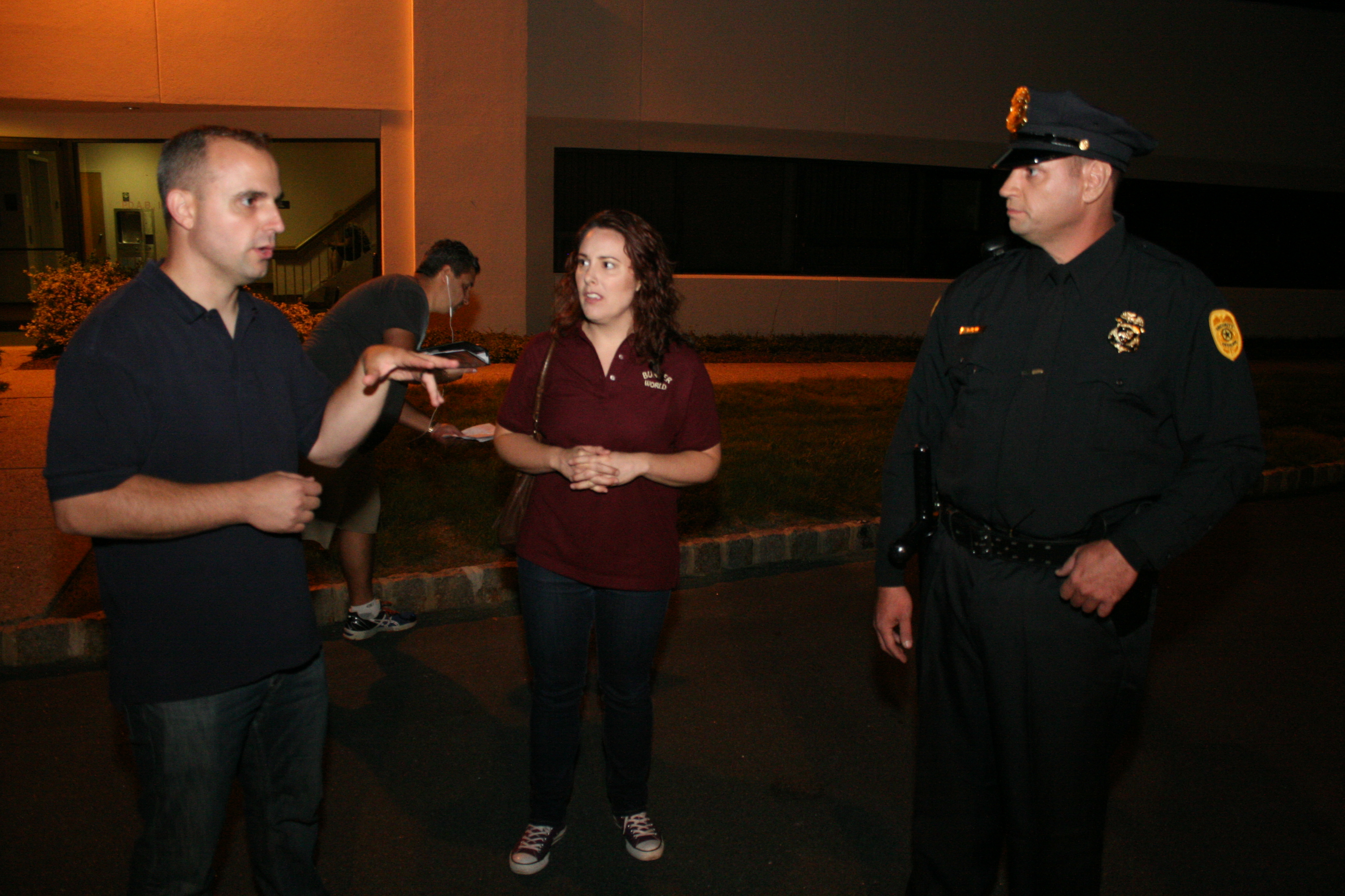 Mike Lordi, Hillary Hamilton and Freddie Maas on set of ABANDONED IN THE DARK (2014).