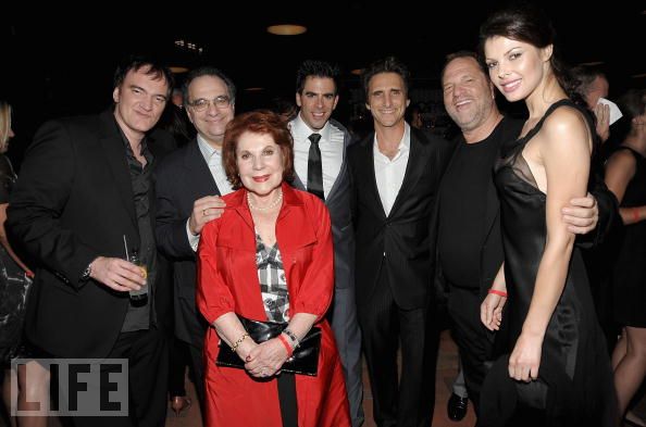 Quentin Tarantino, Bob Weinstein, Eli Roth, Lawrence Bender, Harvey Weinstein, Miriam Weinstein, Linda Taylor, at Cinema Society, Hugo Boss Screening of Inglourious Basterds, New York NY