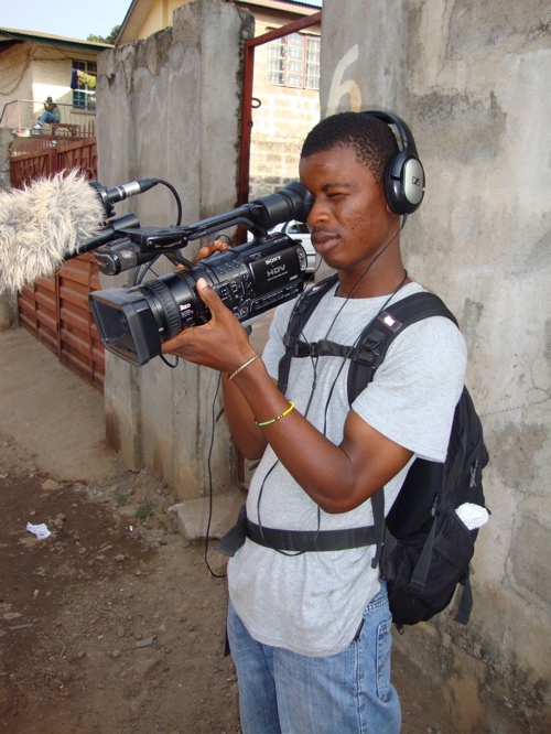 Street youth filming in Sierra Leone