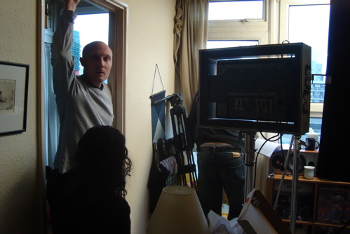 Director Michael on the set of the Fall