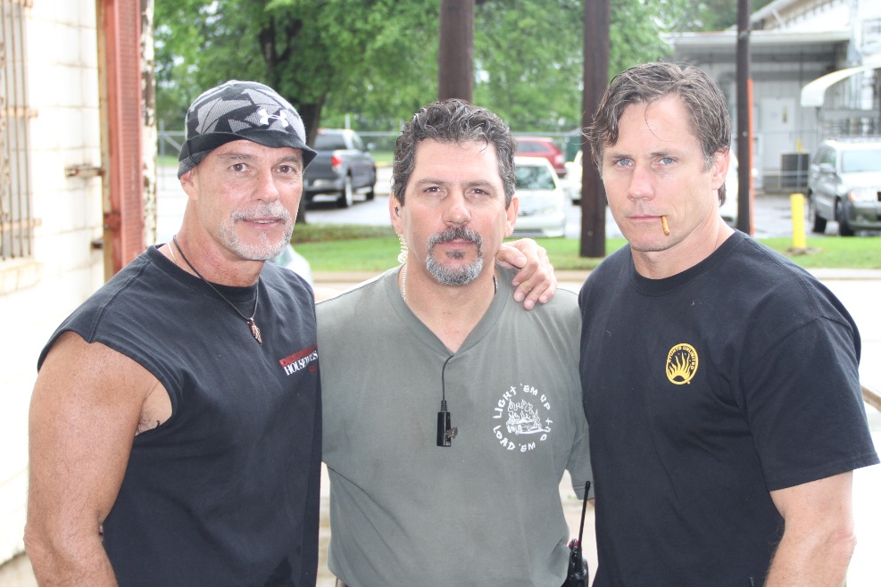 Lex Geddings, Me and Bill Sharpf. Two of the best stunt guys in the biz. On set in Baton Rouge.