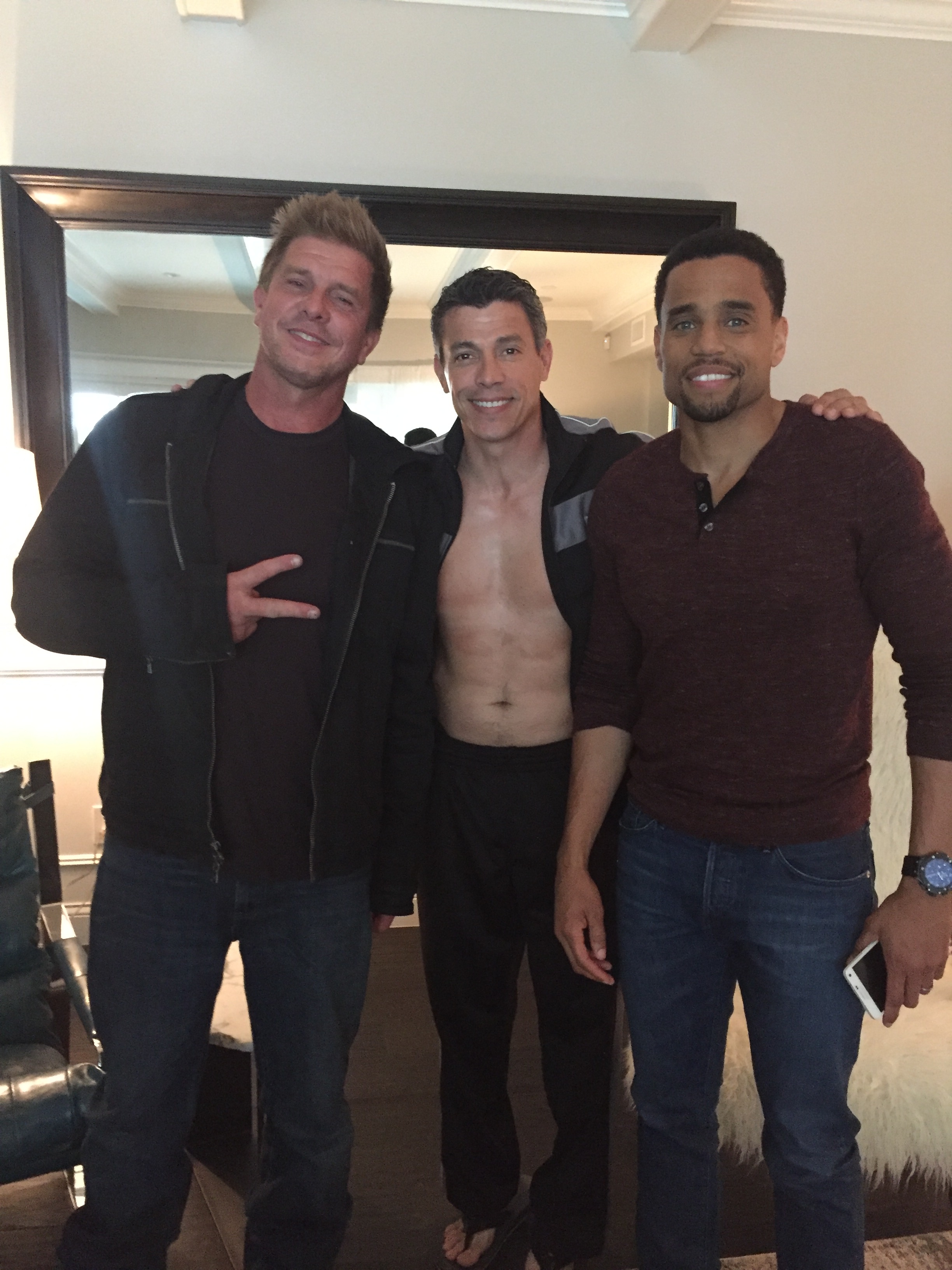 On the set of ABC series, Secrets and Lies, Season 2. Kenny Johnson, Al Coronel and Michel Ealy