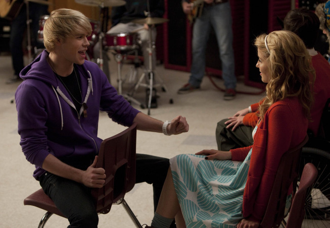 Still of Dianna Agron and Chord Overstreet in Glee (2009)
