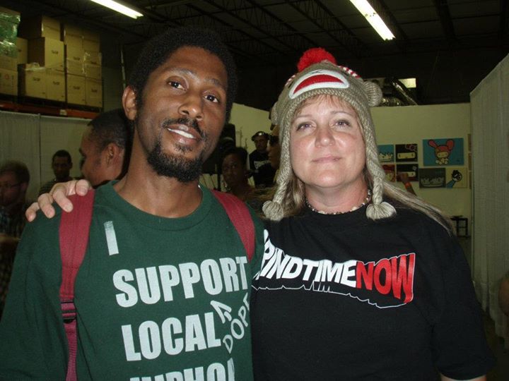 Filmmaker Elizabeth Anne with Radio Personality Conshus UJ Empire (OUR SHOW 91.5) at OUTBREAK 2011 - BBoy Spot Orlando, FL