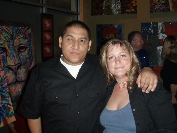 Filmmaker Elizabeth Anne with GrindTime NOW's Joshua 'Madd Illz' Carasco at the Speeping Moon Cafe for 2011 'In Curses' Album Fundraiser
