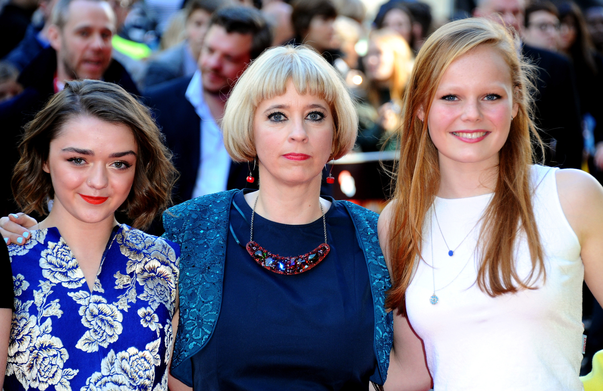 Carol Morley, Maisie Williams and Anna Burnett at event of The Falling (2014)