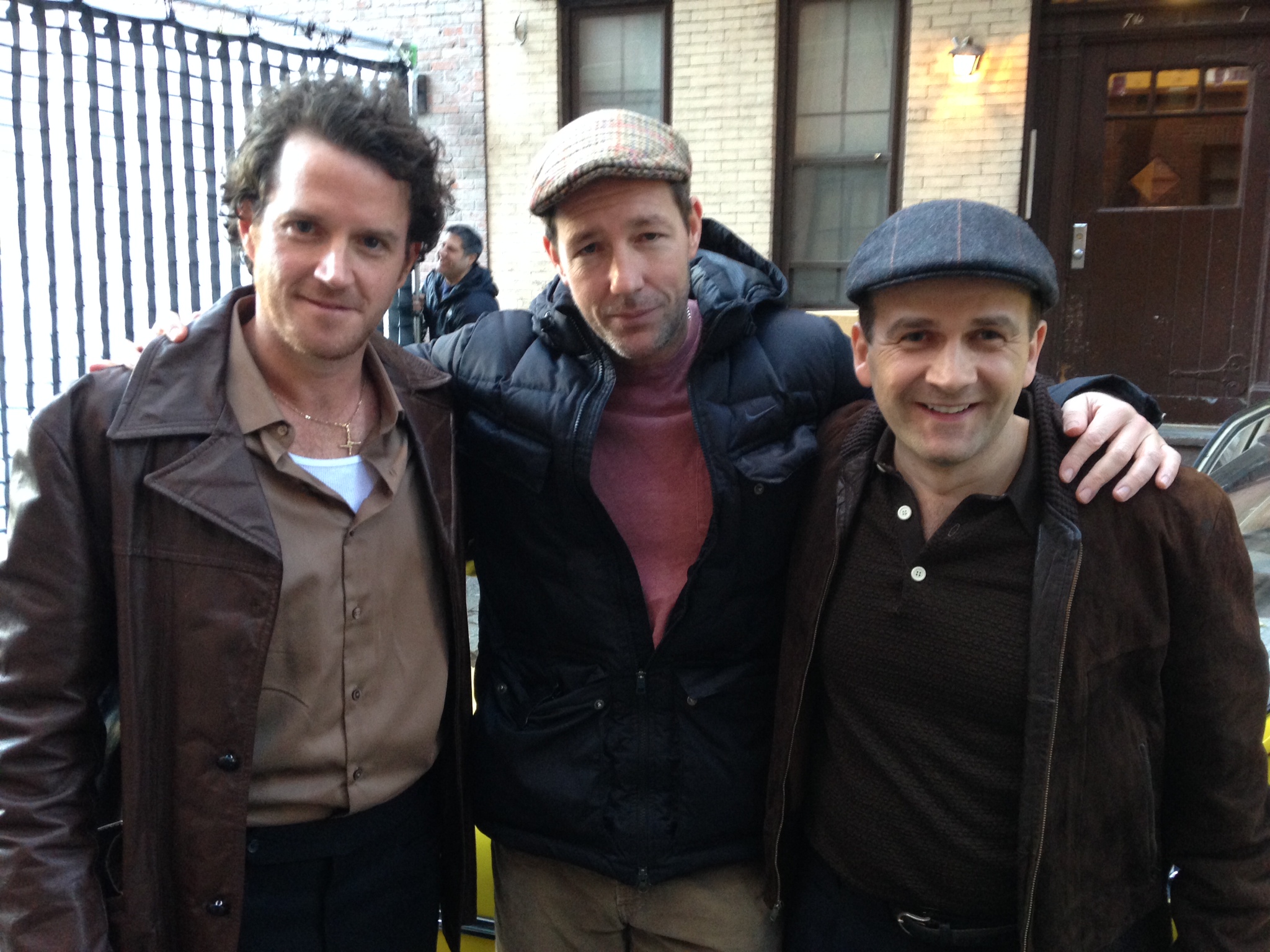 with Eddie Burns and Ciaran Byrne, outside 'Billy Rogers' walkup, w 12th street 