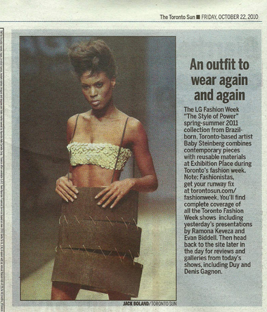 Roxanne Wright in Toronto Sun Newspaper- Fashion Week