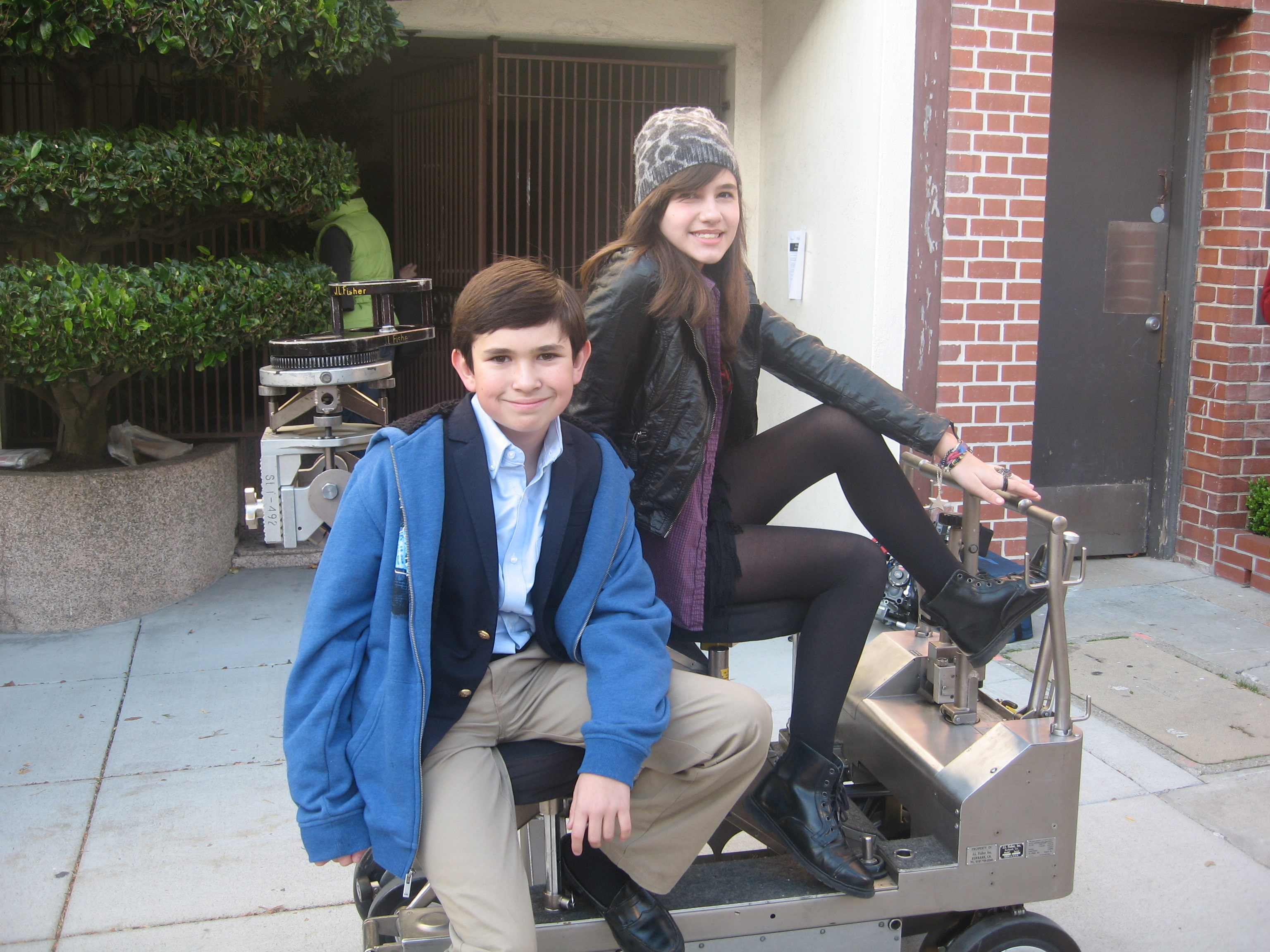Brenden with Liberty Lubram on the set of filming a National Honda 