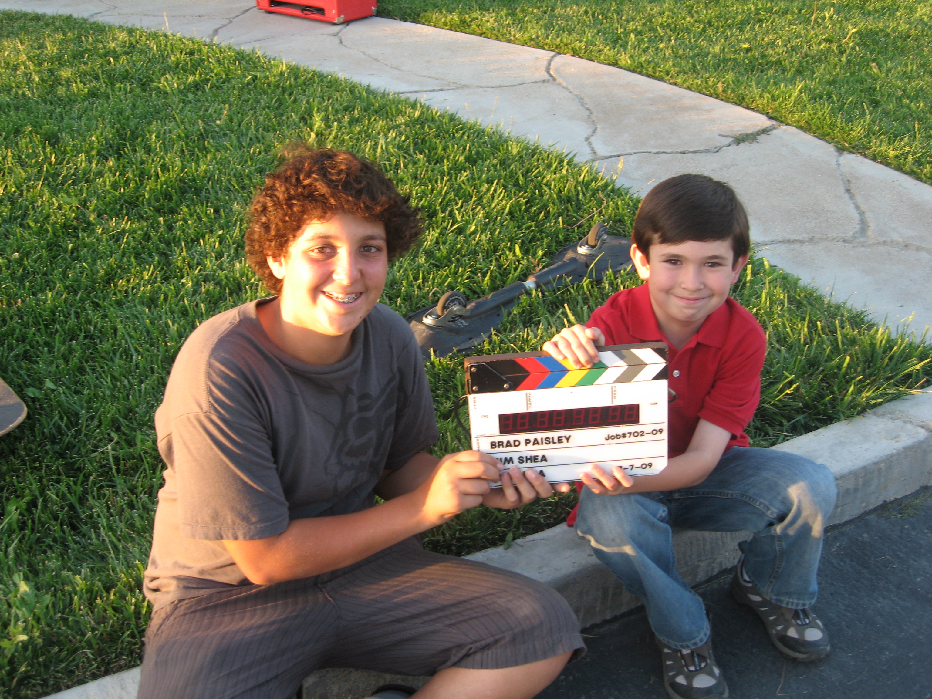 Brenden Miranda on a break during the filming of Brad Paisley's music video 