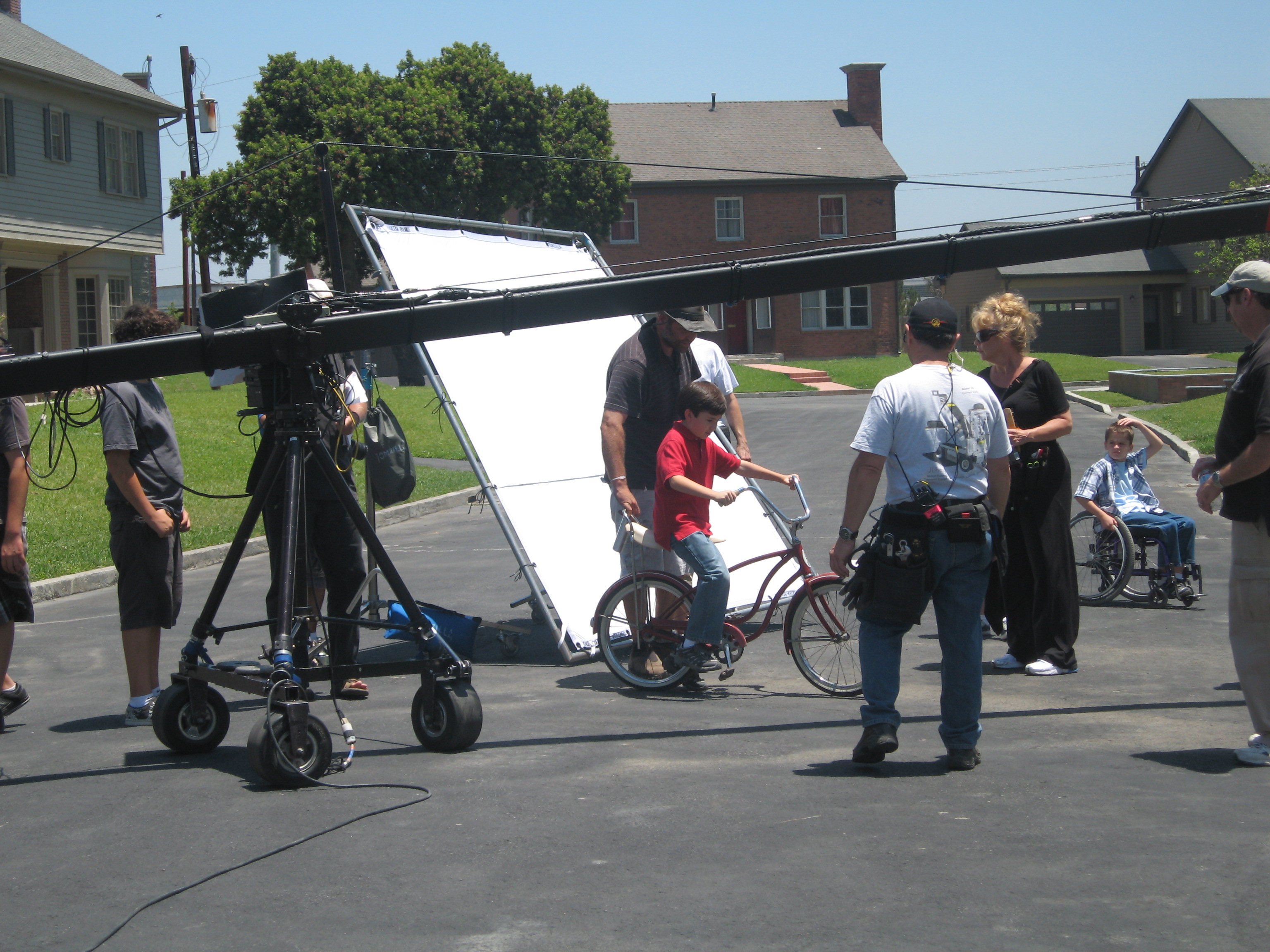 Brenden Miranda getting ready to shoot a scene on a bike in Brad Paisley's Music video 