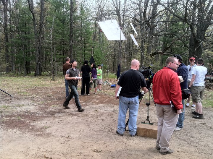 April Washko, on location filming 'Elmwood'