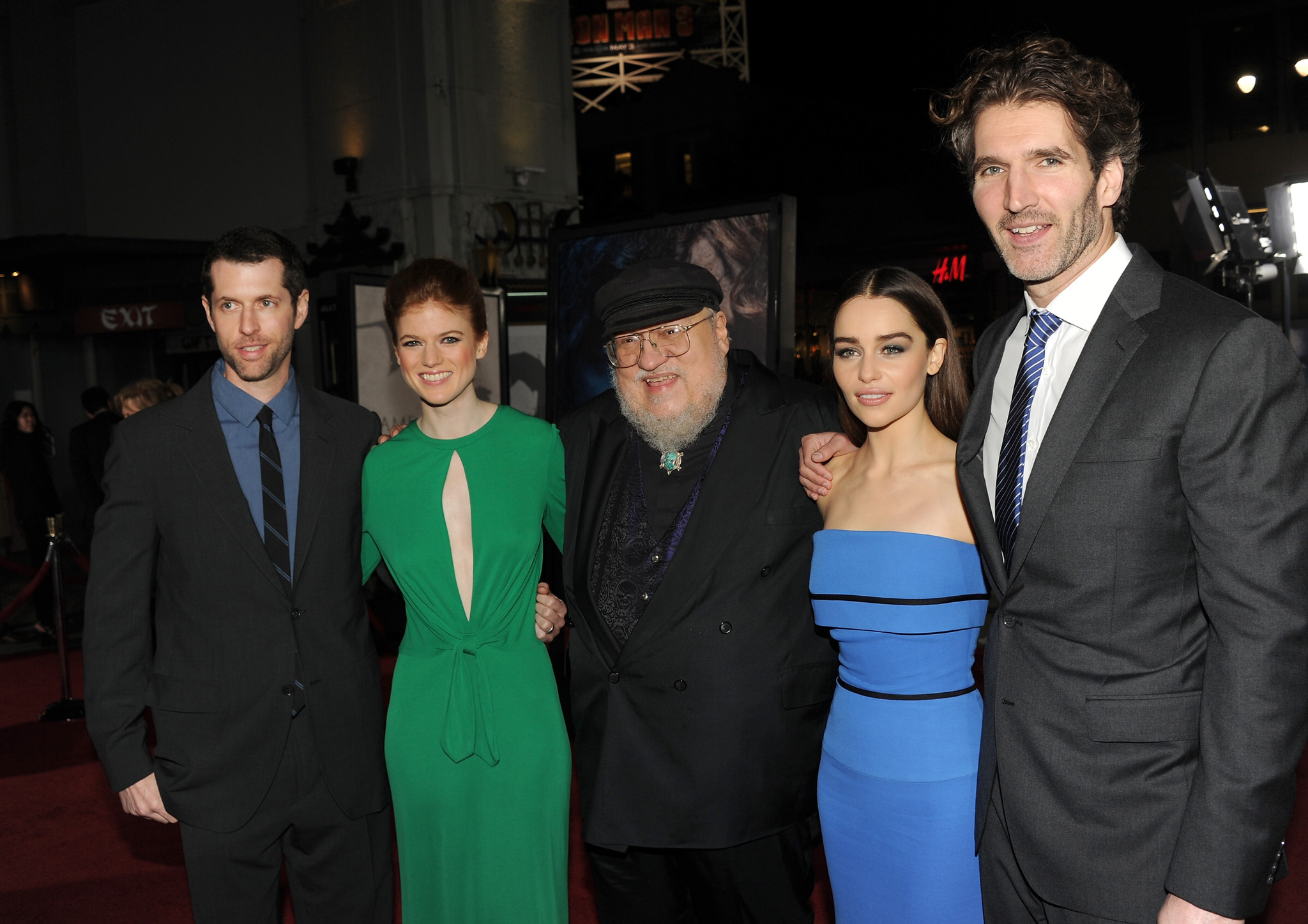 George R.R. Martin, David Benioff, D.B. Weiss, Rose Leslie and Emilia Clarke at event of Sostu karai (2011)