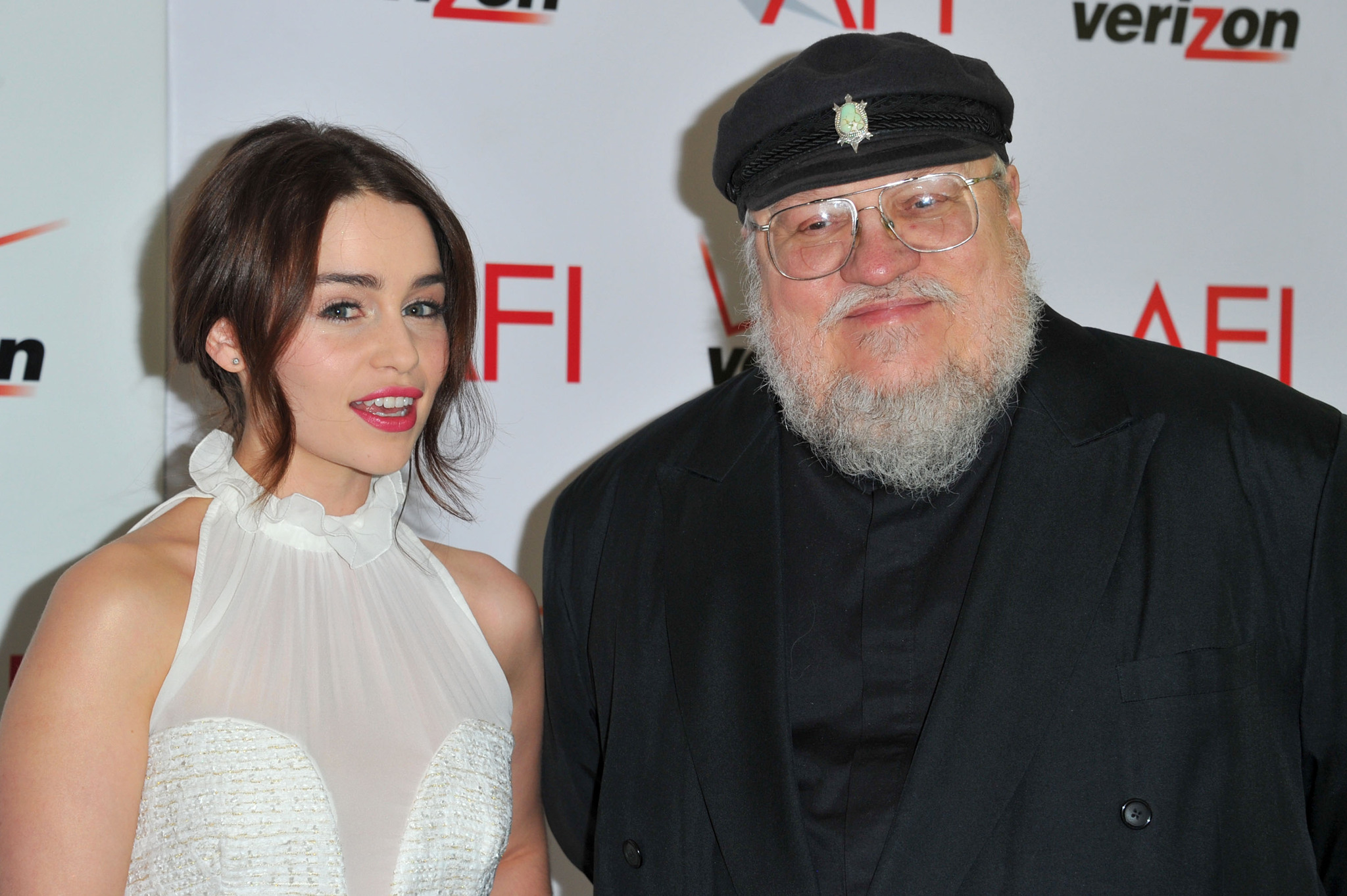 George R.R. Martin and Emilia Clarke