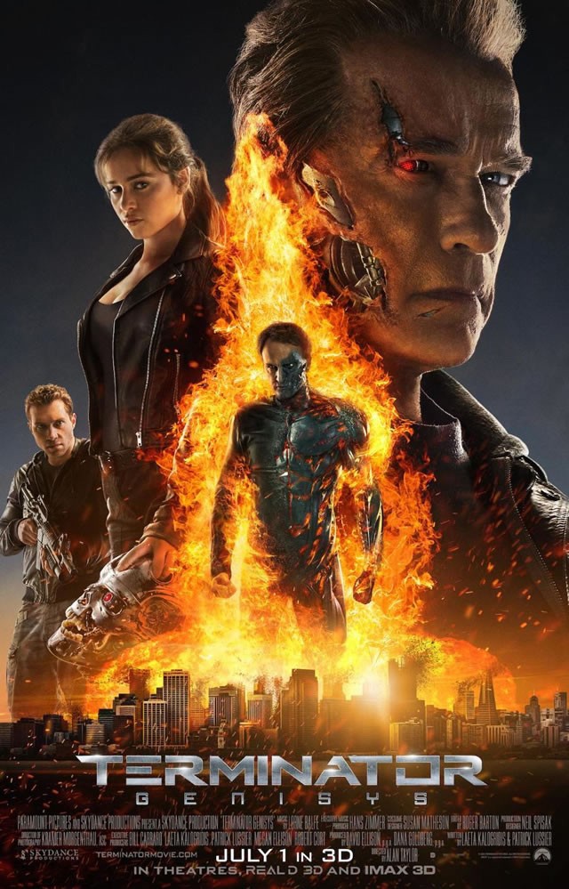 Arnold Schwarzenegger and Emilia Clarke in Terminator Genisys (2015)