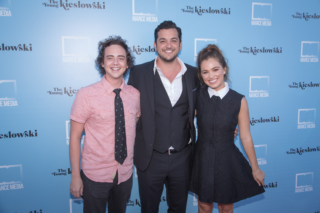 Ryan Malgarini, Matthew Mancinelli and Haley Lu Richardson attend The Young Kieslowski red carpet premiere at the Vista Theatre in Los Angeles