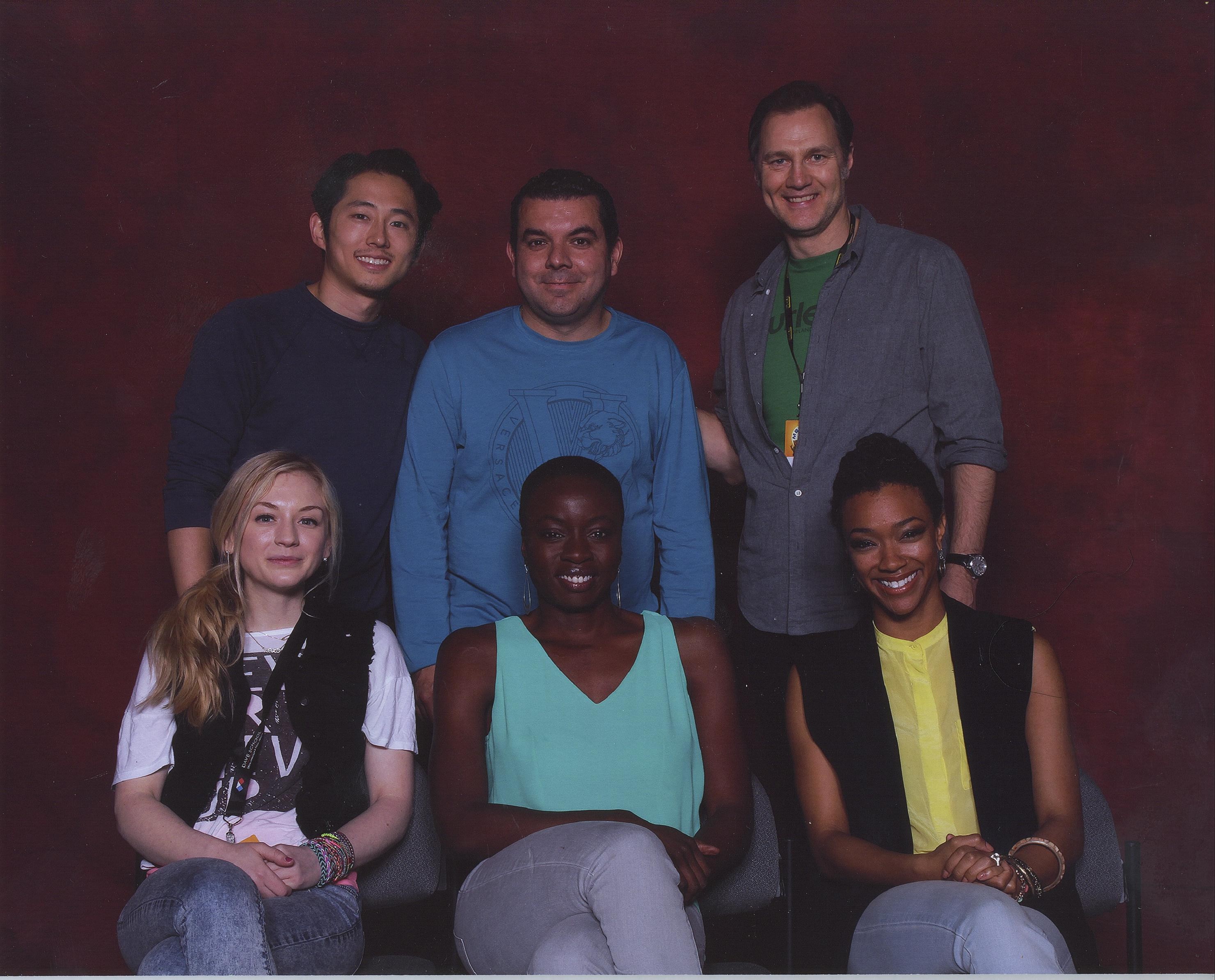 Mike Guzman And The Cast Of AMC's The Walking Dead: Steven Yeun, David Morrissey,Emily Kinney,Danai Gurira,Sonequa Martin-Green