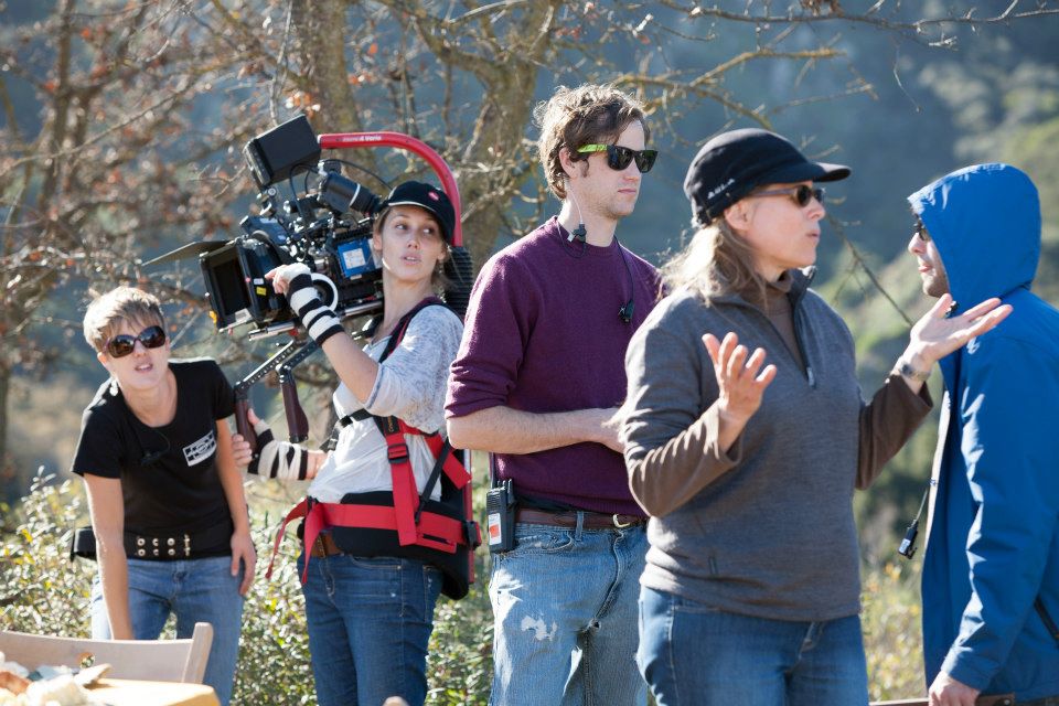 Alicia Fischmeister, Kristina Schulte-Eversum, Michael M. McGuire, and Marita Grabiak on the set of Zephyr Springs.