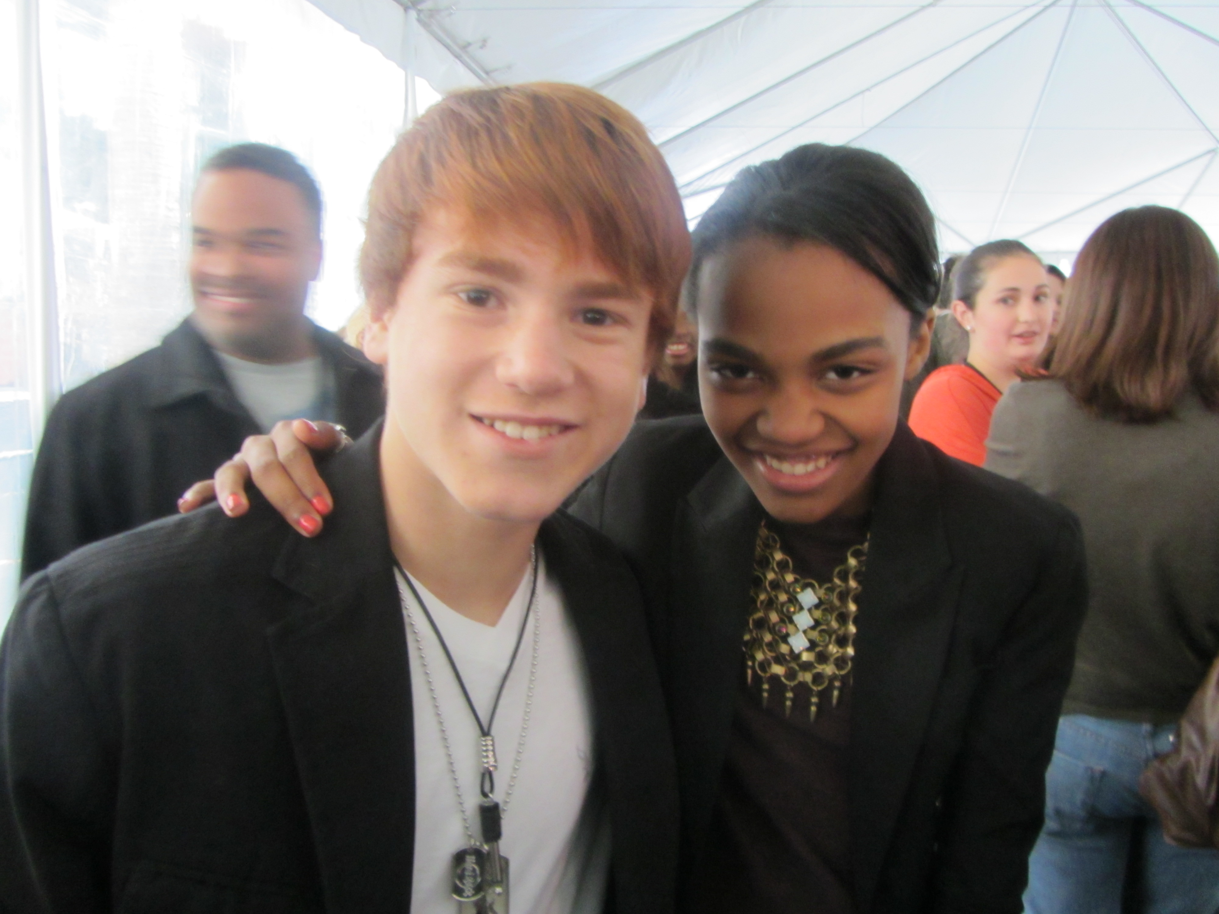 Justin Tinucci with China Ann McClain at the premiere of The Muppets.