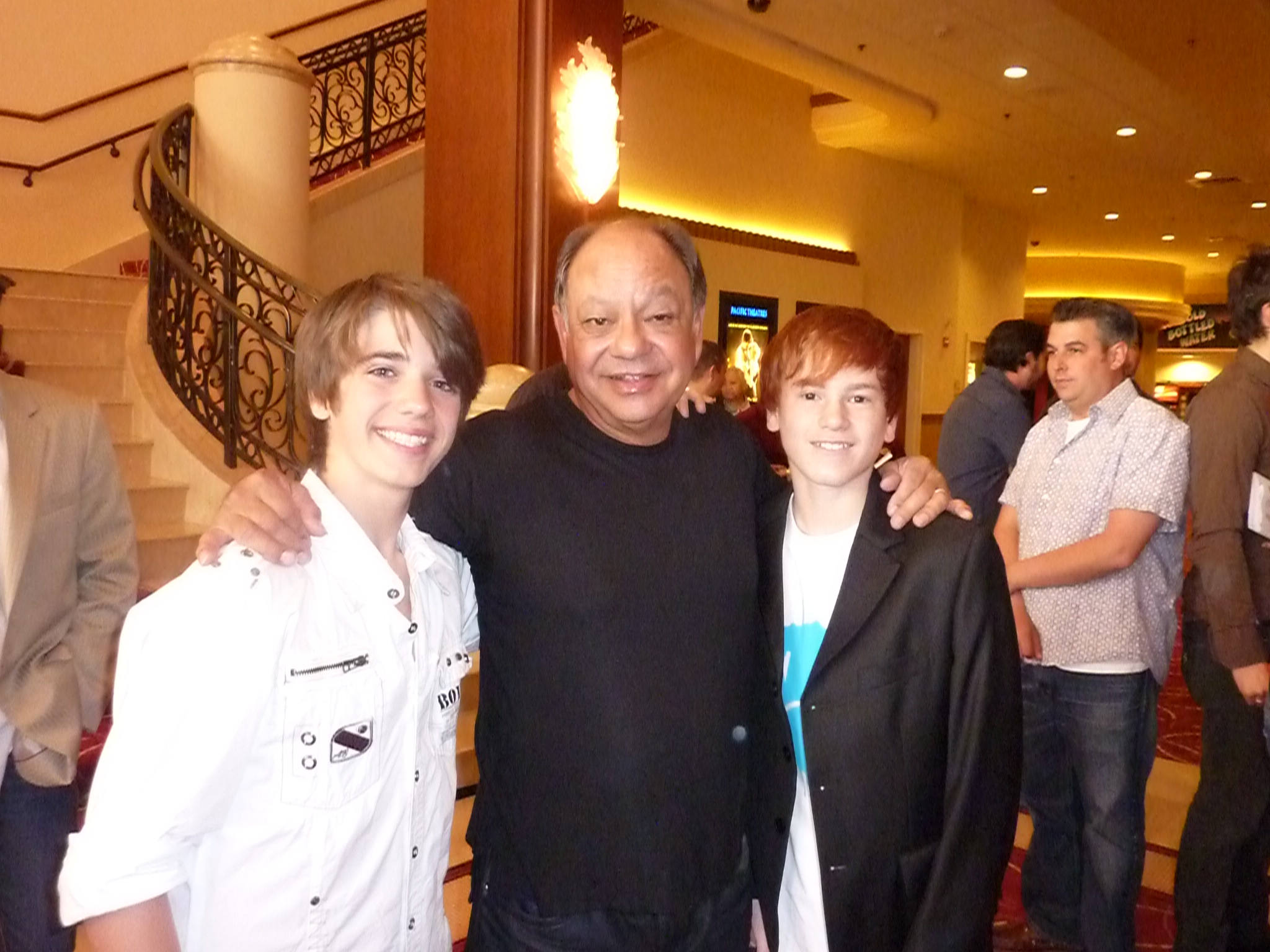 Justin Tinucci , Cheech Marin and Brandon Tyler Russell at the premiere of Hoodwinked Too!