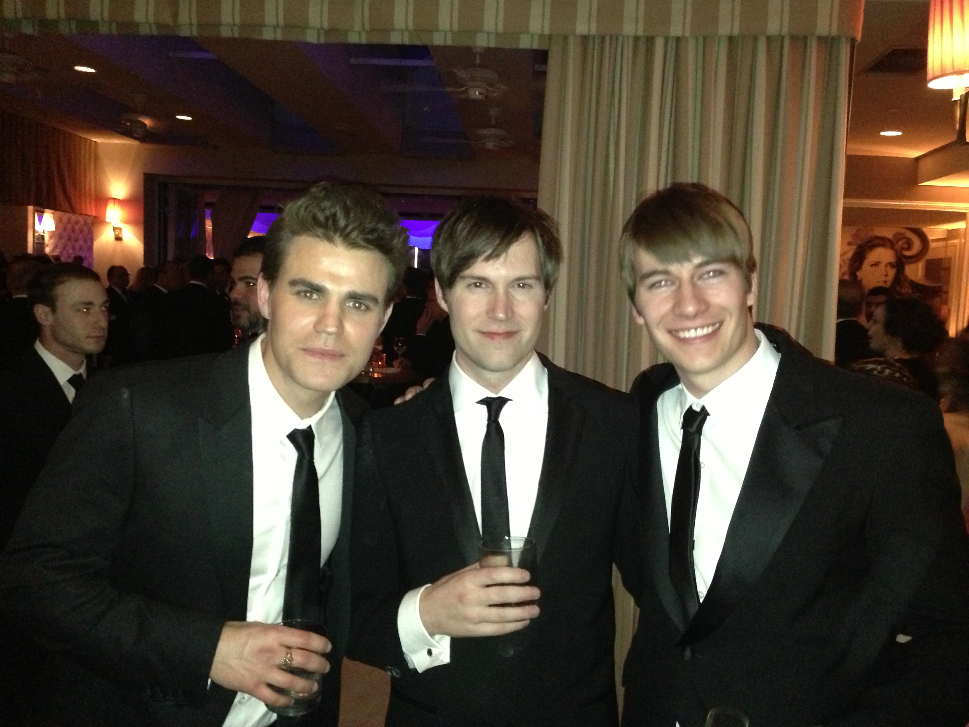 Paul Wesley, Shawn Christensen, and Andrew Napier at the 2013 Vanity Fair Oscar Party.