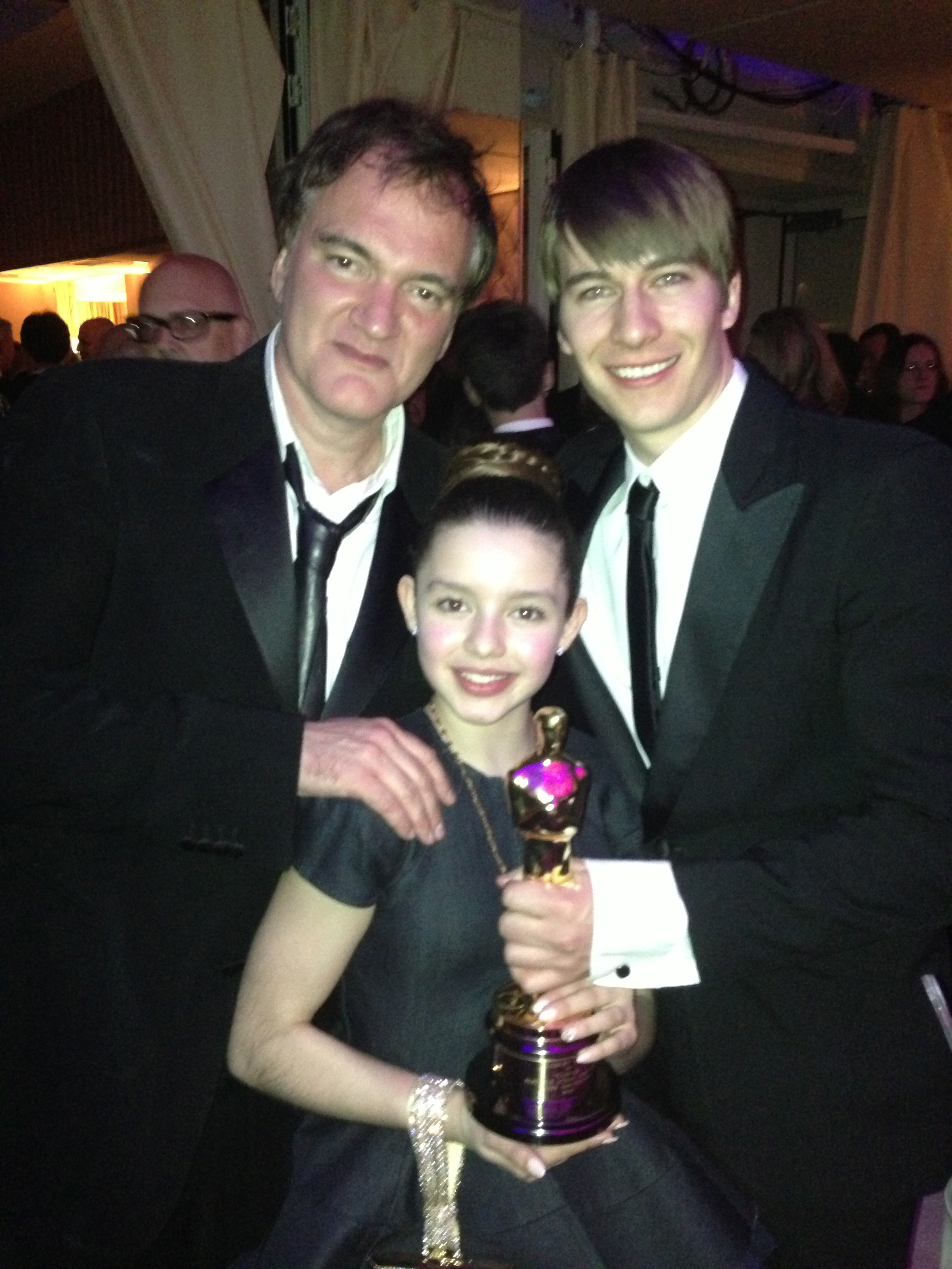 Quentin Tarantino, Fatima Ptacek, and Andrew Napier at the 2013 Vanity Fair Oscar Party.