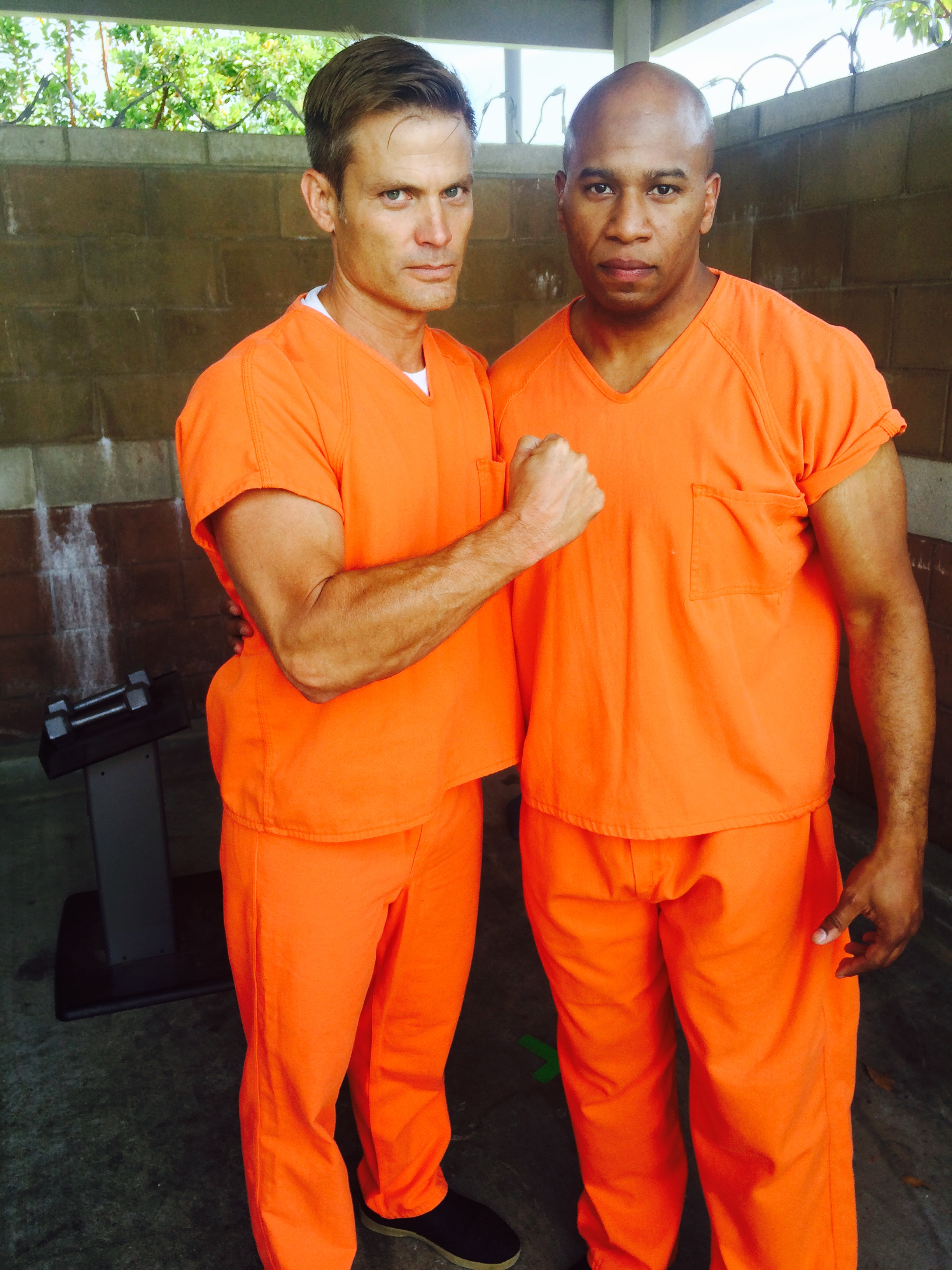 Maurice Hall and Casper Van Dien on set of the movie Storage Locker 181.