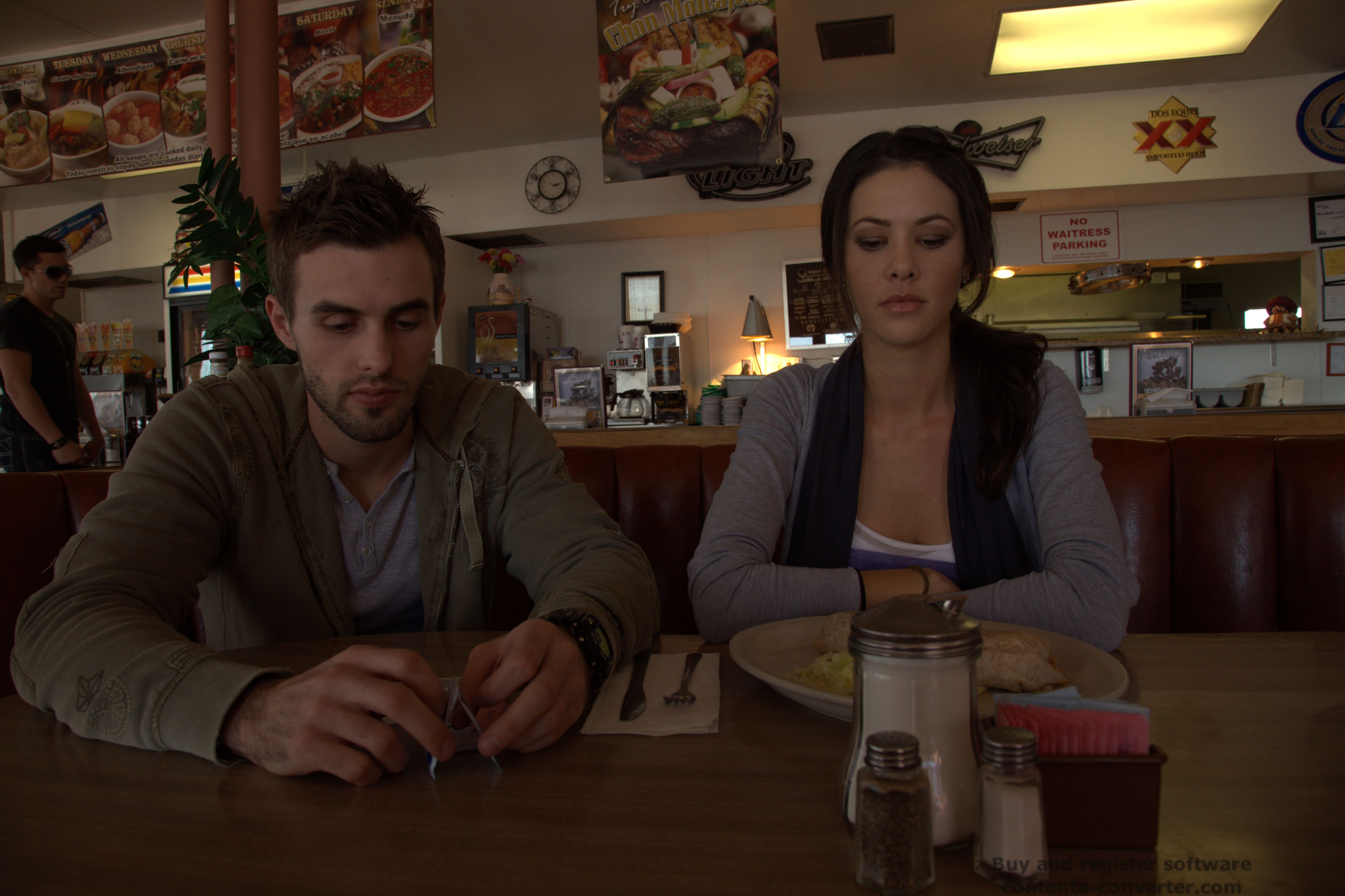 Still of Nicole Sienna and Josh Cole on the set of Stripped