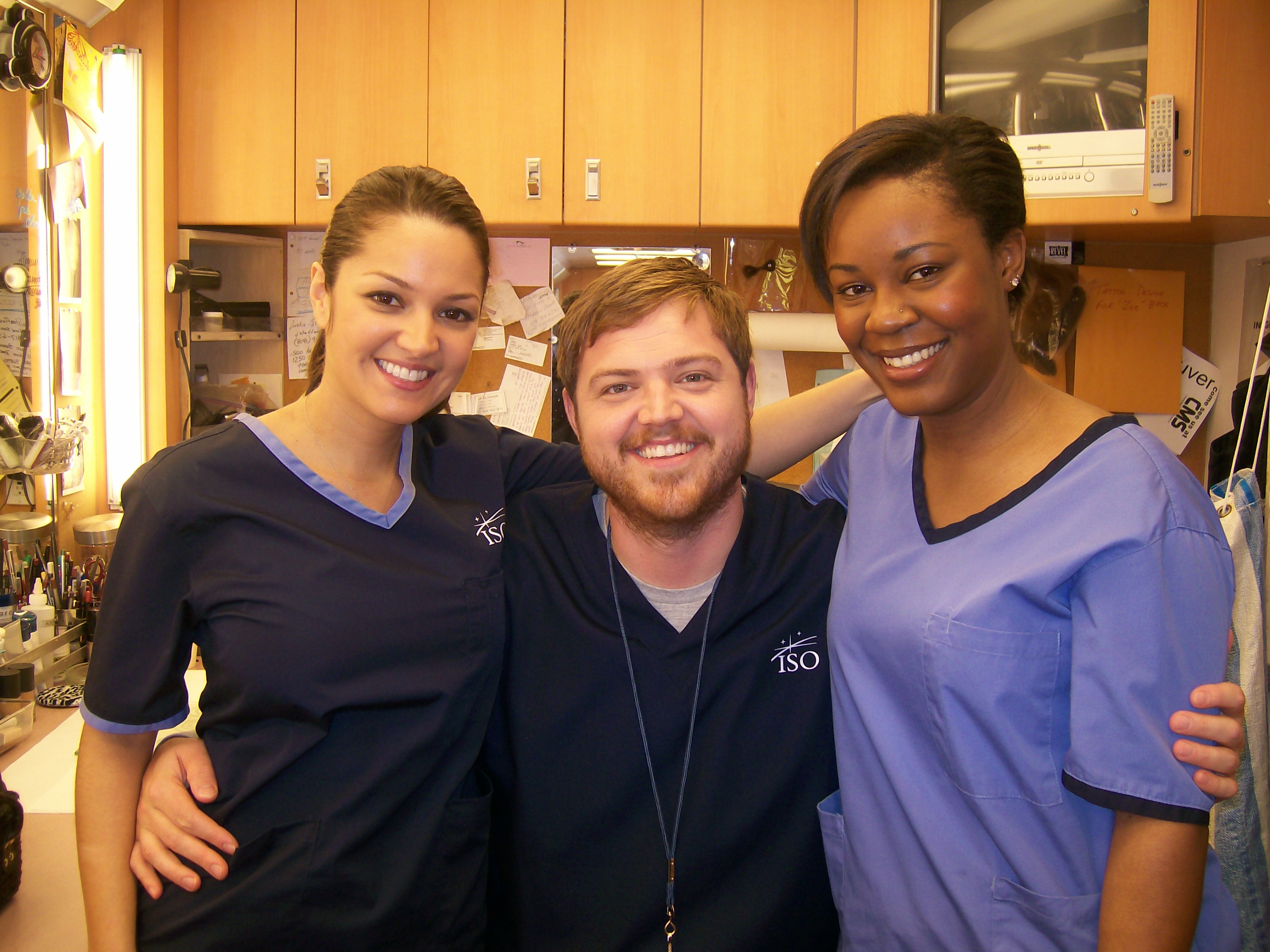 Teana-Marie Smith, Paula Garces and Dylan Taylor on the set of 