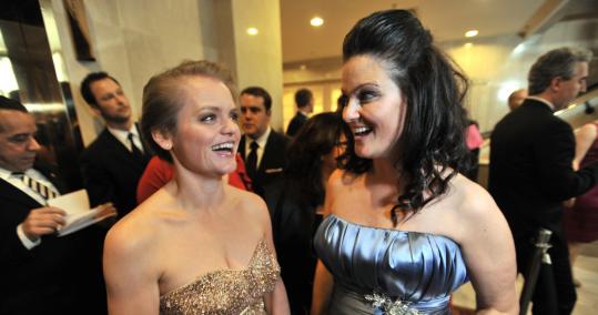 Melissa McMeekin (left) and Erica McDermott, who worked together on The Fighter 2010 at the Ellie Fund Oscar Party at the Langham Boston.