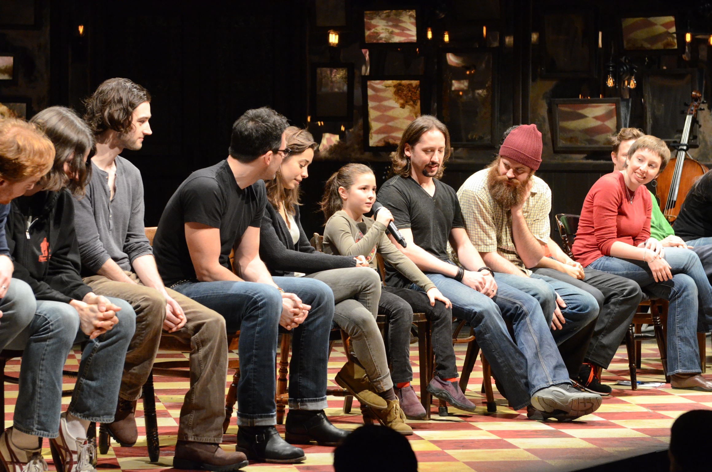 Claire and her cast mates of Once at a talkback after a show