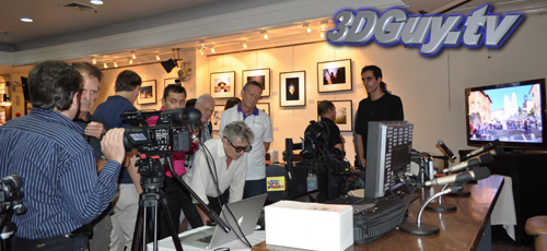 Al Caudullo, the 3D Guy, conducted an informative hands-on session with some of latest top-of-the-line 3D products, including Panasonic's new Professional 3D camera and 25-inch 3D broadcast monitor. With him are the soon-to-be-released Panasonic 3D c