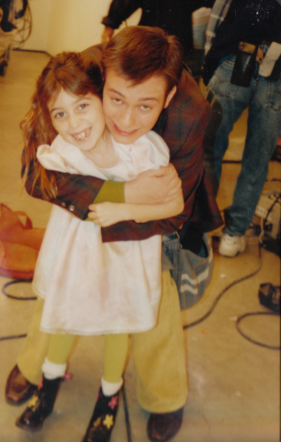 Lauren and Eddie Furlong on the set of Pecker.