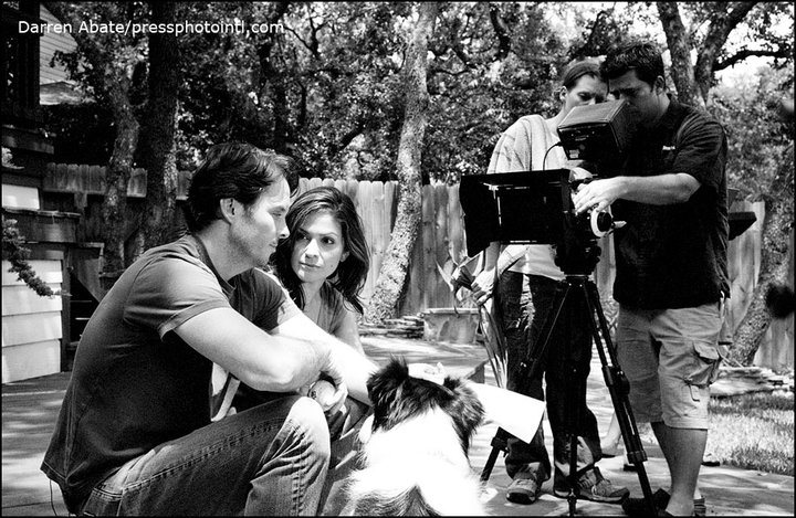Jon Michael Davis, Farah White, Robin Nations, and Kevin Nations on location in San Antonio, Texas on the set of Angel Dog (2011)