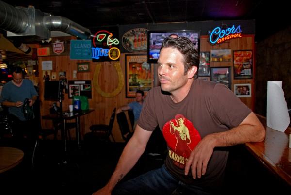Jon Michael Davis on location at the Horseshoe Lounge in Austin, Texas on the set of Red White & Blue (2010)
