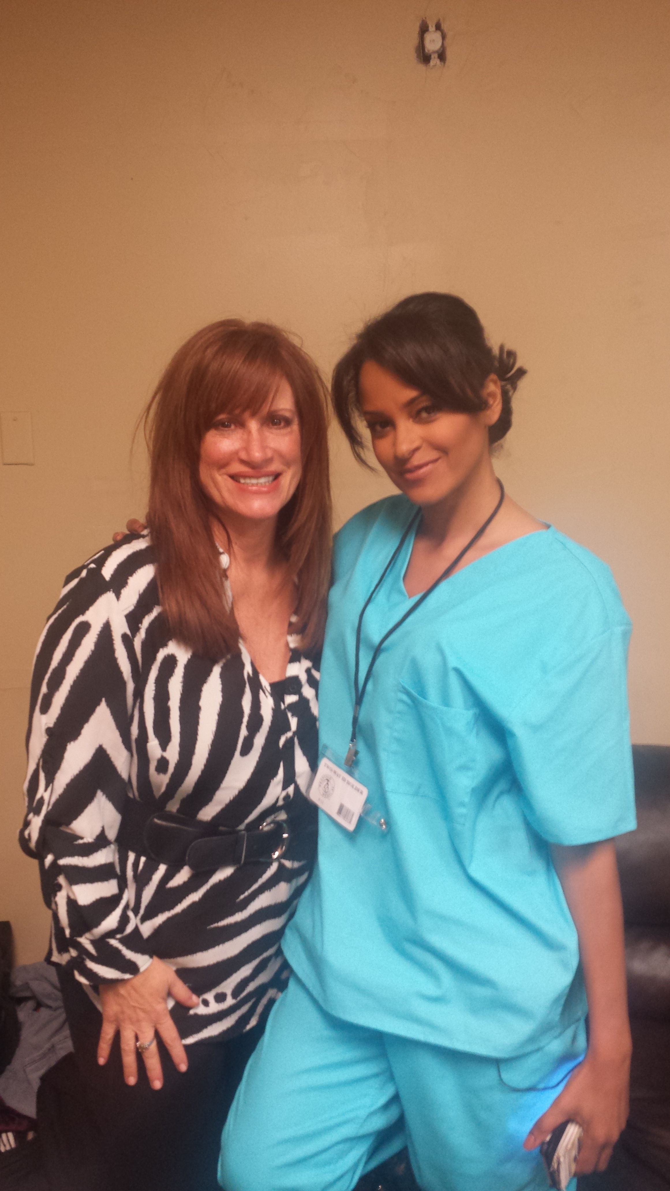 Nurse Brady(Claudia Jordan) and News Reporter (Connie Romano) on the set of 