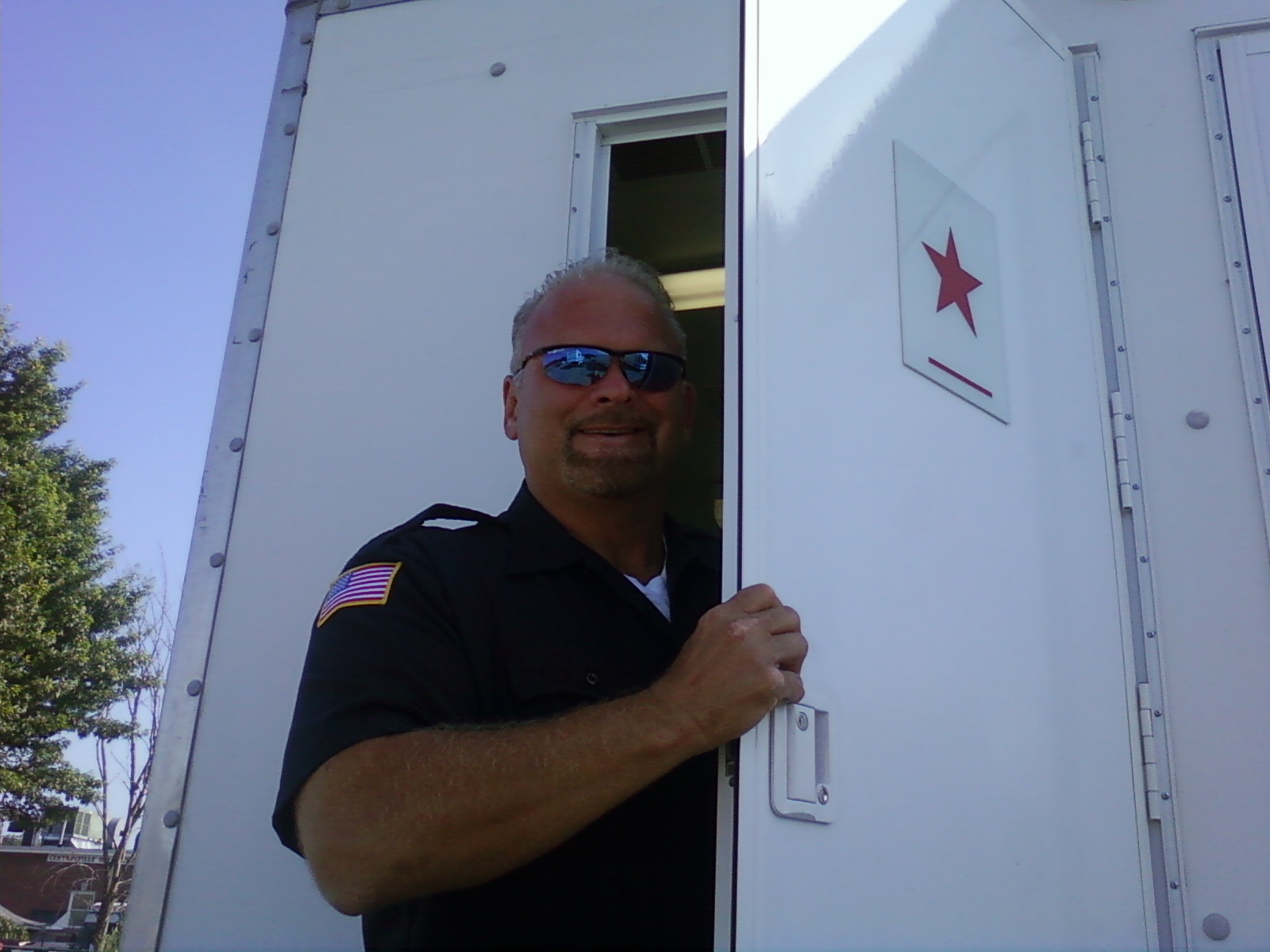 My Wardrobe Trailer playing a Lowell Police Officer on the set of The Fighter (Starring Mark Wahlberg & Christian Bale)