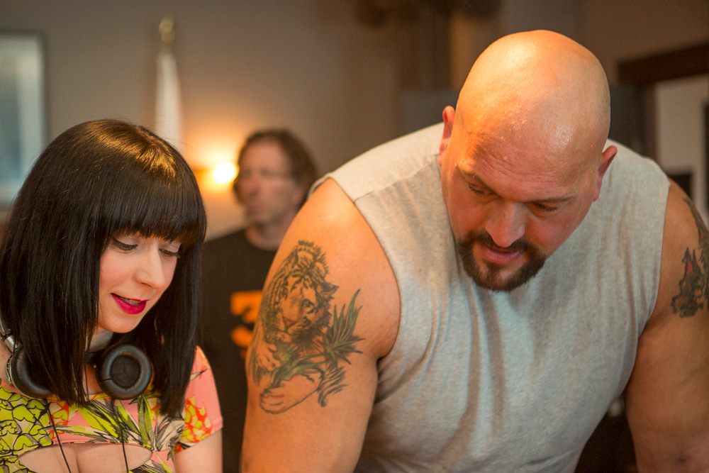Sylvia Soska (left) and Paul 'Big Show' Wight (right) on the set of Vendetta.