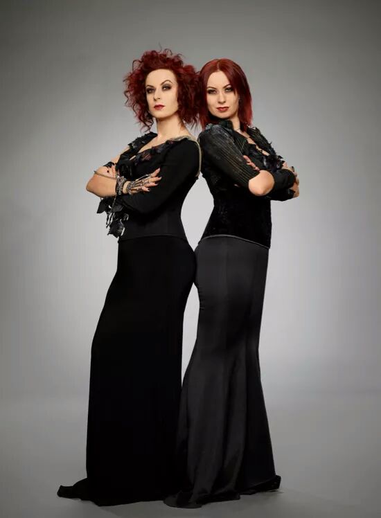 Jen and Sylvia Soska, the hosts of Hellevator. Going down?