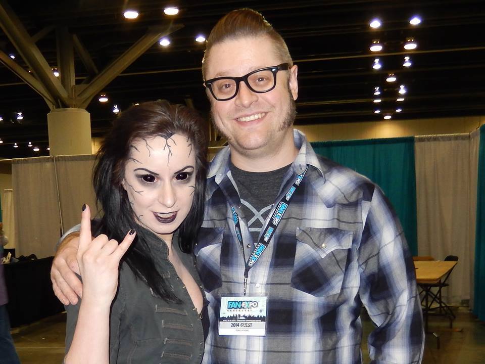 Jen, cosplaying as Dark Willow, with artist Tony Moore at the Rue Morgue Festival of Fear Convention in Vancouver.