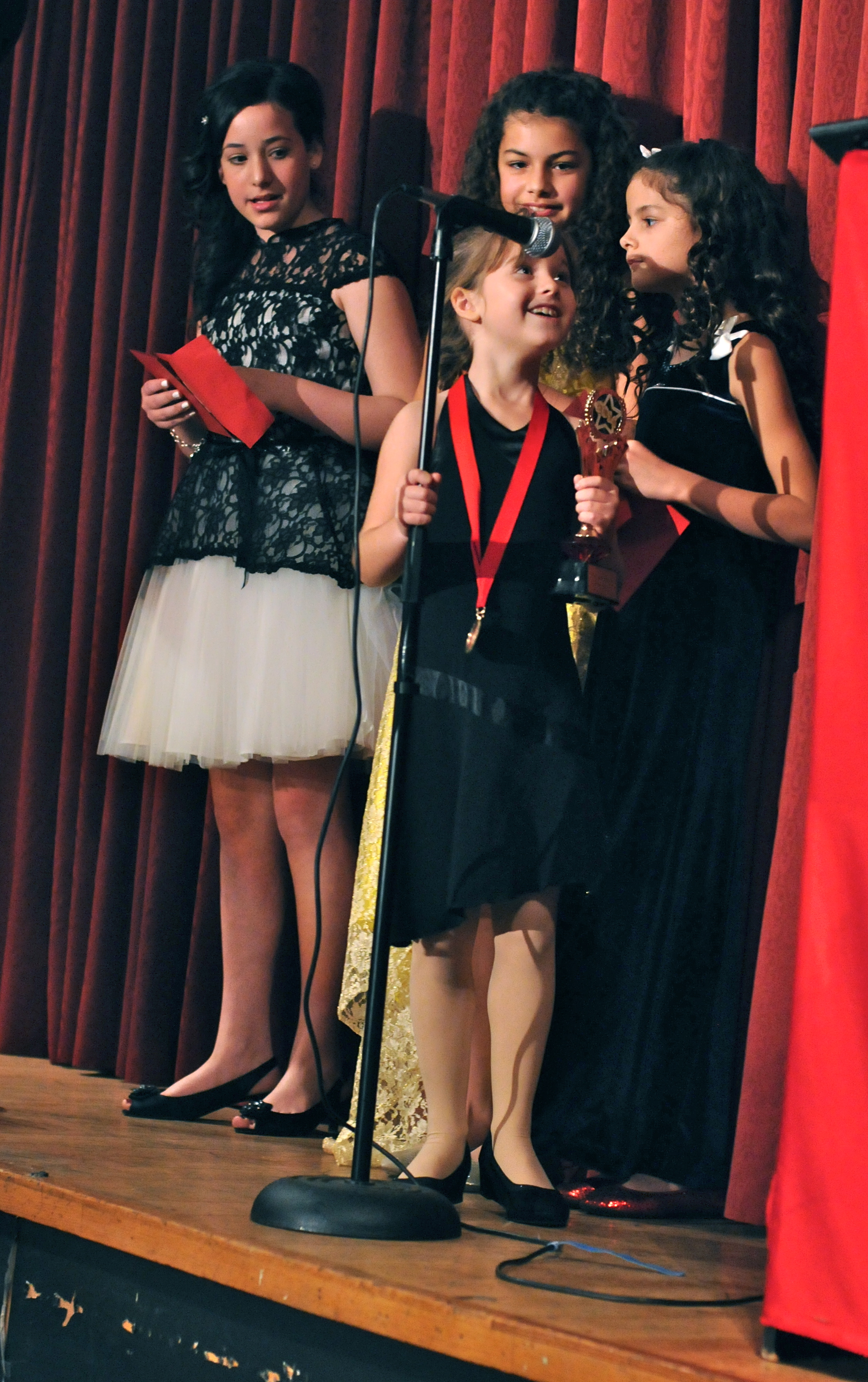 Cadence accepting the 2014 Joey Award for her performance in Florence and the Fish